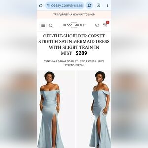 Cynthia & Sahar Off-the-Shoulder Corset Mermaid Dress in Mist